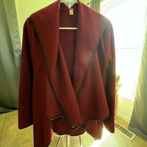 Women's Burgundy Jacket with Black Trim